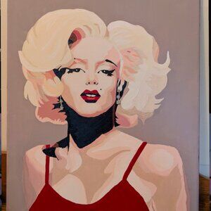 Hand-painted 1/1 Marilyn Monroe acrylic painting